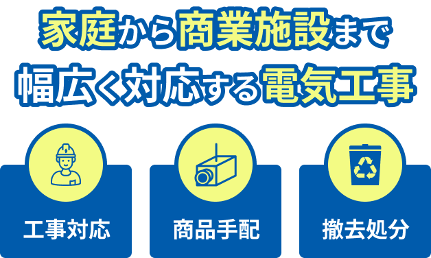 家庭から商業施設まで幅広く対応する電気工事